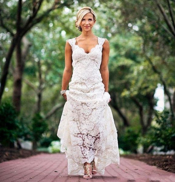 

2021 new backless lace es bohemian boho beach bridal elegant v neck wedding gowns vestidos de noiva n5qd, White
