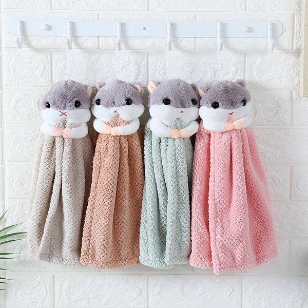 

towel hand towels kitchen creative cute cartoon squirrel coral velvet hanging dish