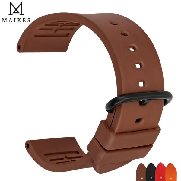 

watch bands maikes accessories sport strap 20mm 22mm 24mm diver's watchband brown fluoro rubber band for, Black;brown