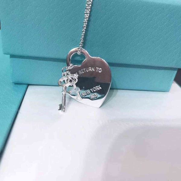 

silver love necklace original 925 pendant necklace heart 1:1 women's jewelry q0127