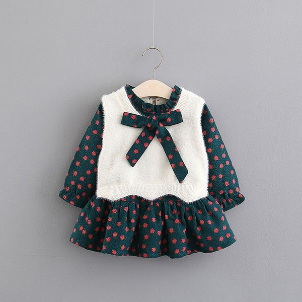 

2021 new spring baby floral clothes ed up + child's vest girls princess birthday party oqdm, Red;yellow