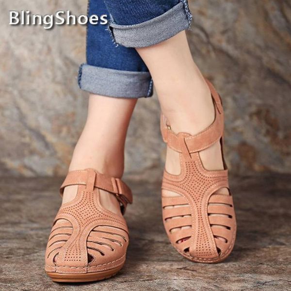 

sandals 2021 women summer vintage buckle casual solid sewing shoes female ladies platform plus size, Black