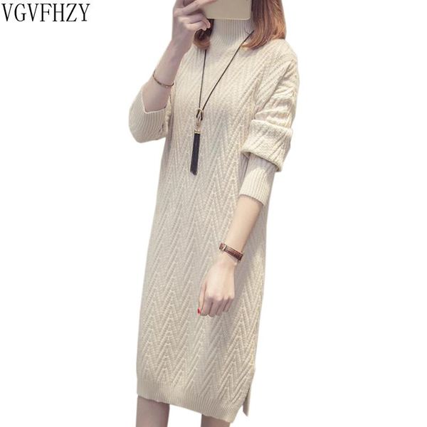 

casual dresses 2021 women dress autumn and winter sweater slimhigh collar long knitted bodycon robe ly1298, Black;gray