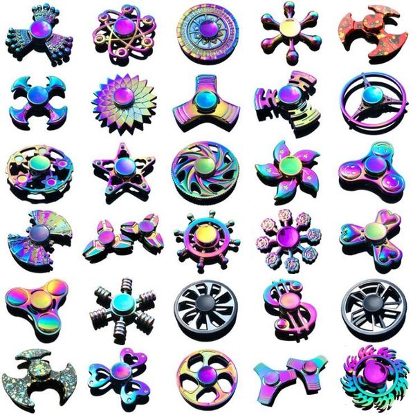 

rainbow metal fidget spinner star flower skull dragon wing hand spinner for autism adhd decompression anxiety stress edc fidget toy