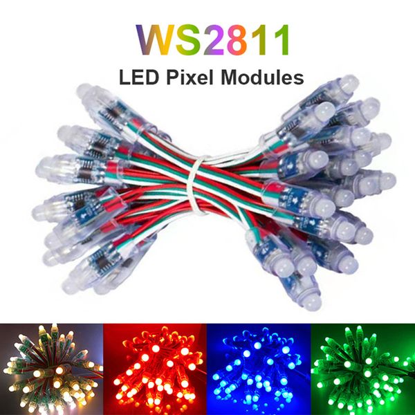 100 pcs endereçável 12mm ws2811 led led pixel módulo 2811 ic dc5v string ip68 rgb luz de natal digital