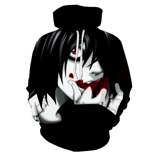

men's hoodies & sweatshirts 2021 anime death note 3d print men hoodie women fashion plus size cosplay hooded, Black
