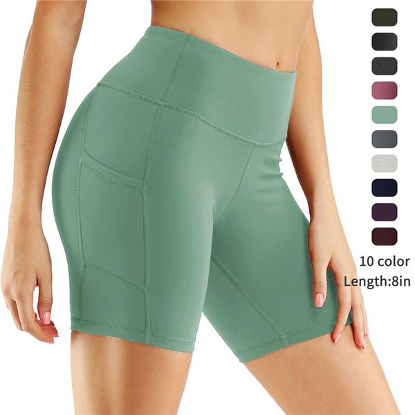 

yoga outfit women dual pockets high waisted workout shorts running cycling hiking athletic biker gym fitness pants