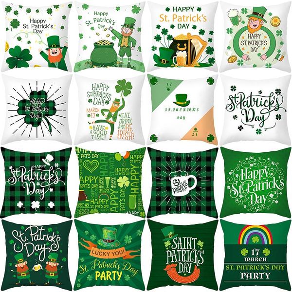 

cushion/decorative pillow fanlus 45*45cm st. patricks decorative pillowcase spring green leaves day decor irish shamrock party happy supplie