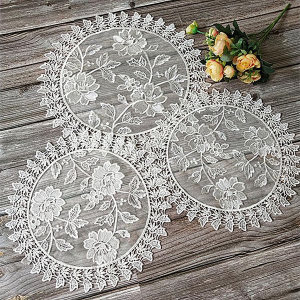

mats & pads modern lace circular embroidery dining table placemat wedding christmas mat tea kitchen