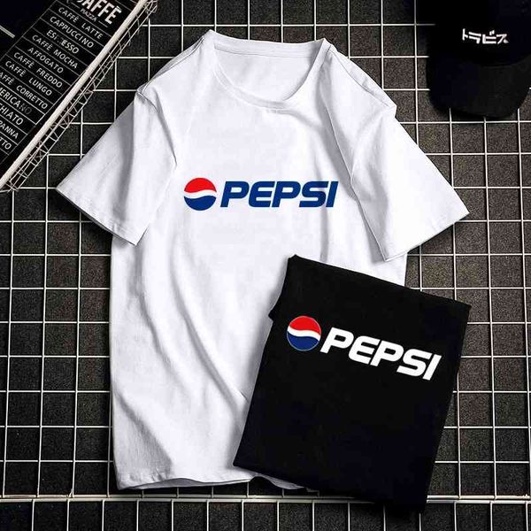 

cotton tide brand short sleeve t-shirt pepsi cola summer new men's black and white loose bottomed t-shirt, White;black