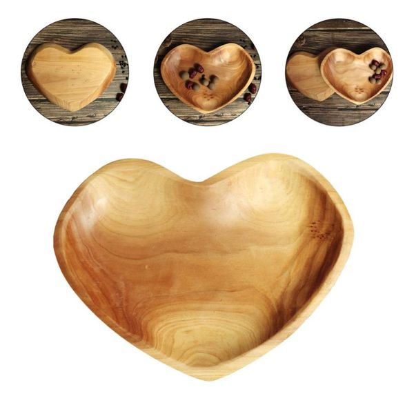 

dishes & plates 1pc wooden serving plate dessert platter dish love salad tray