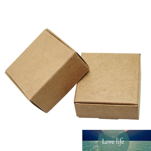 5.5 * 5,5 * 2.5cm Embalagem de presente Brown Caixa de papel Kraft Caixa Pequena Caixas De Papel Dobrável Caixas de Papel de Jóias Caixa de Paperboard