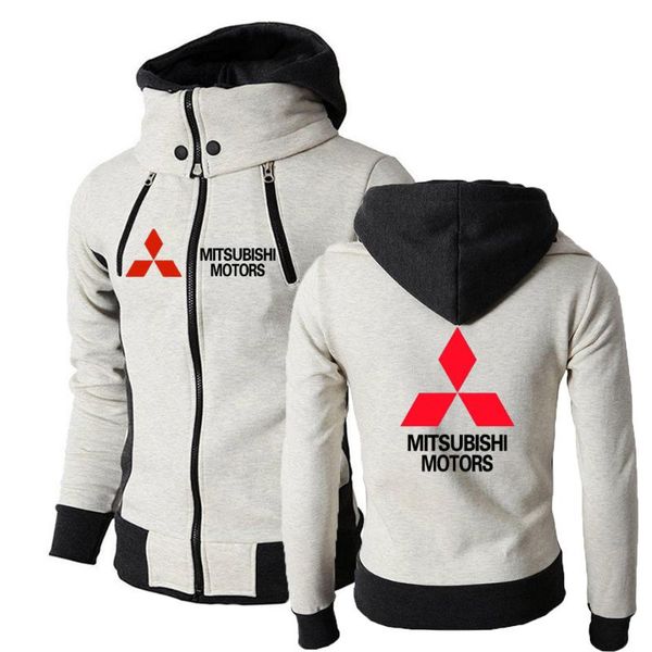

men's hoodies & sweatshirts 2021 mitsubishi motors men zipper leisure sportswear fitness hooded solid clothing sweatshirt, Black