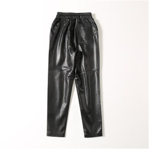 

2021 new female fashion genuine sheep leather pants c23 6m9h, Black;white
