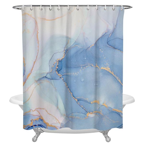 

shower curtains blue marble waterproof retro bathroom decor curtain bath home