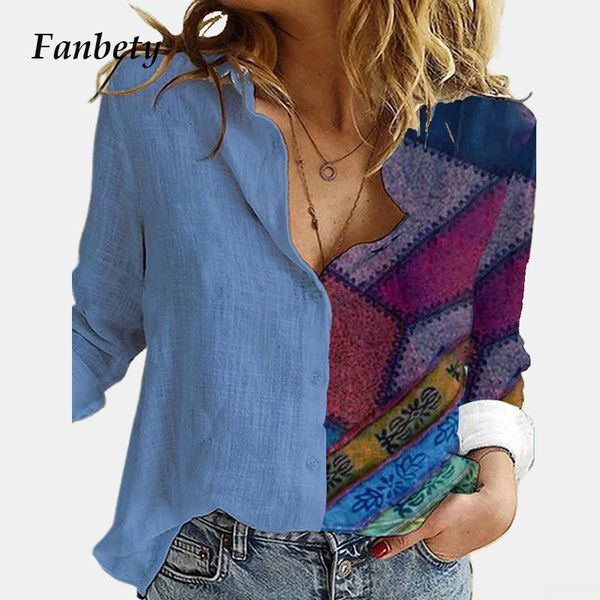 

autumn women elegant turn-down collar blouse shirt 2021 floral print vintage button office lady casual 5xl long sleeve blusa, White