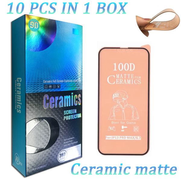 Pellicola proteggi schermo in vetro temperato ceramico antideflagrante opaco trasparente per iPhone15 14 13 Pro Max 12 Mini 11 XS XR 8 7 Plus con confezione al dettaglio