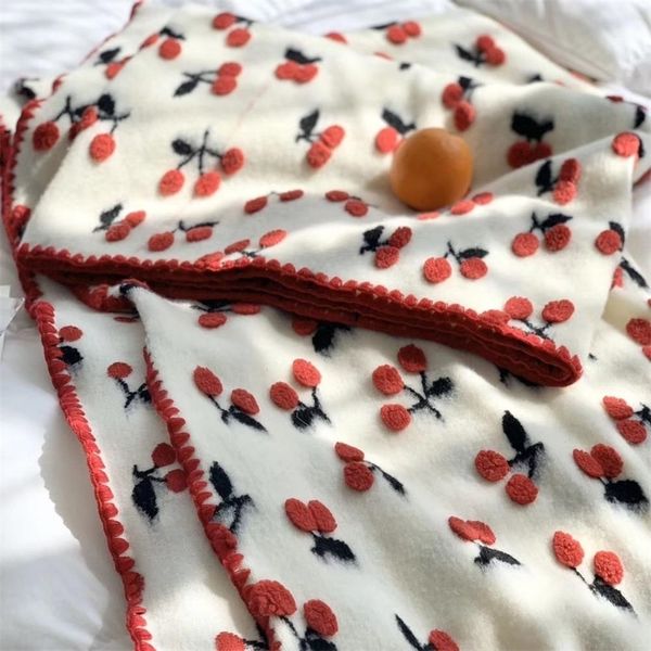 Super Soft 3D Cherry Strawberry Lãs misturada doce bebê menina swaddle berço recém-nascido recepção cobertor 210309