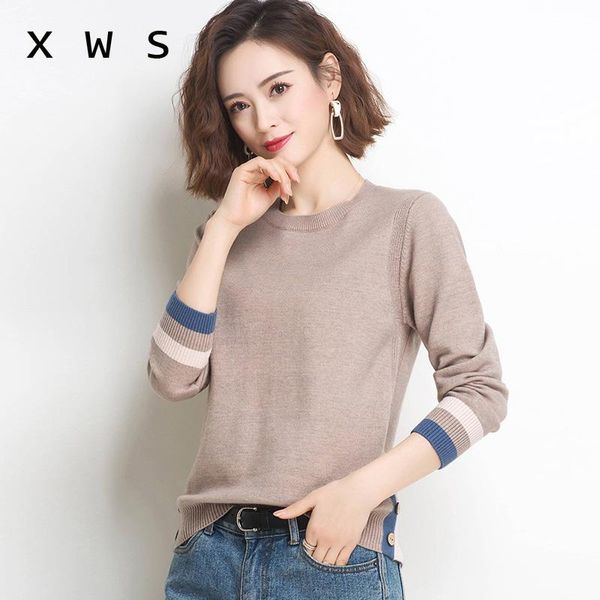 

women's sweaters autumn oversized kint women sweater 2021 fashion patchwork long sleeve o neck jumper female casual office pullover, White;black