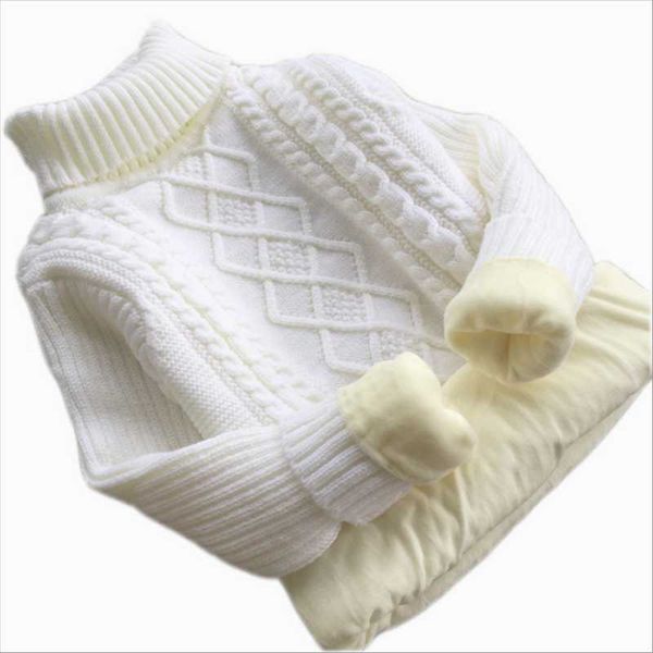 

men's sweaters children's sweater boys' & girls' turtleneck with thick round neck and large children bottom white velvt, White;black
