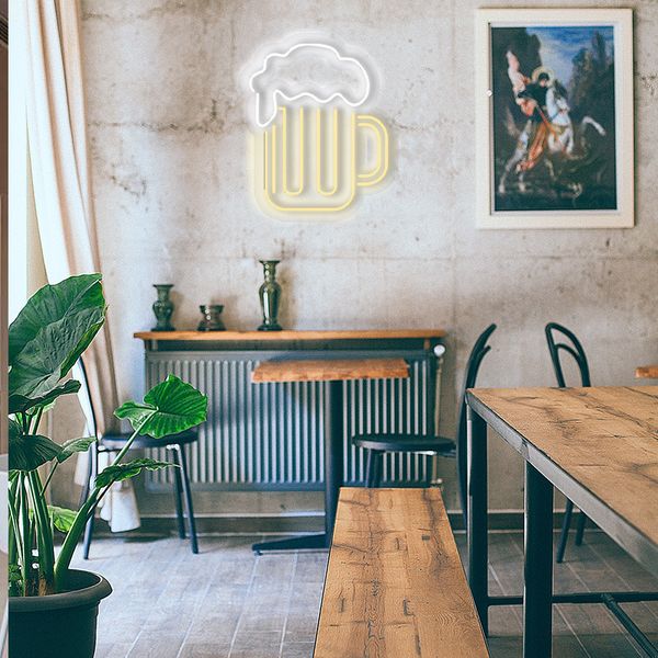Bira Kupa Işareti Odası Bar Restoran KTV Ev Duvar Dekorasyon El Yapımı Neon Işık 12 V Süper Parlak