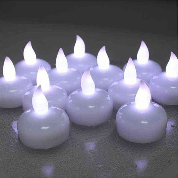 Candele galleggianti bianche fredde senza sfarfallio 12 pezzi, candele resistenti all'acqua, speciali velas decorative, mini candele a batteria a led Y211229