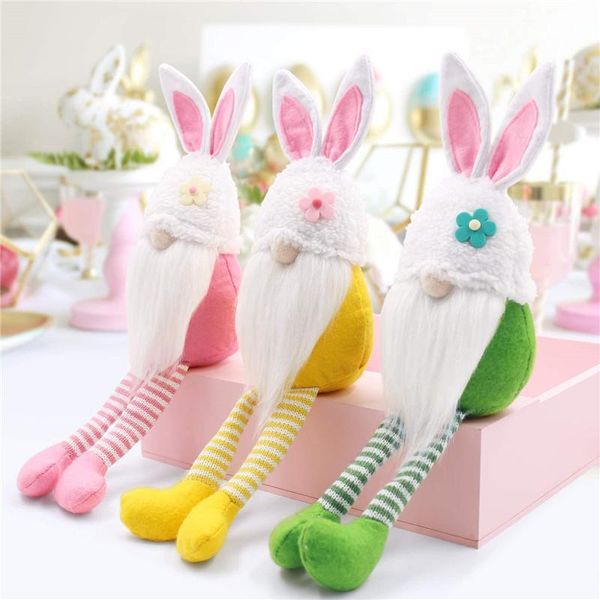 

long legged easter bunny gnome decoration easter faceless doll easter plush dwarf home party decorations kids toys fy2534