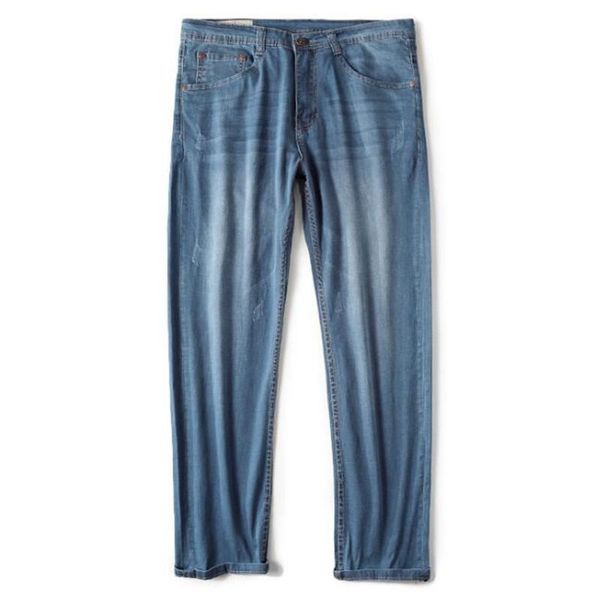 

men's jeans loose thin style straight denim plus size 29-46 cotton leisure cargo pants mens bottoms long trousers, Blue