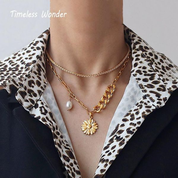 

chokers timeless wonder glam detachable pearl daisy chains necklace women jewelry punk goth designer trendy ins boho unique 5322, Golden;silver