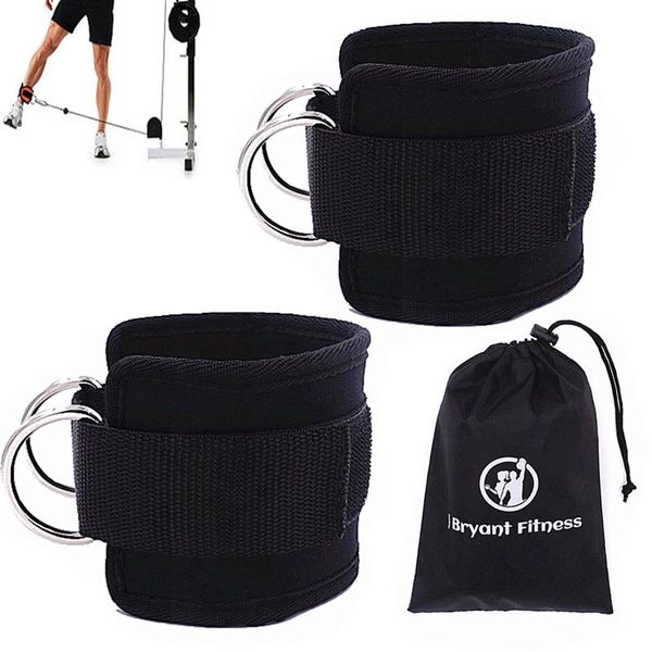 

resistance bands 1 pair 2 double d-ring ankle straps for cable machines adjustable neoprene premium cuffs home gym fitness