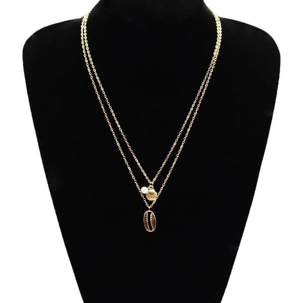 

pendant necklaces fashion gold color metal shell long chain necklace women trendy summer beach exquisite clavicle jewelry, Silver