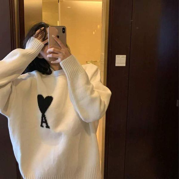 

women's vests lazy wind age reducing love sweater autumn and winter 2021 french casual t-neck versatile trend, Black;white