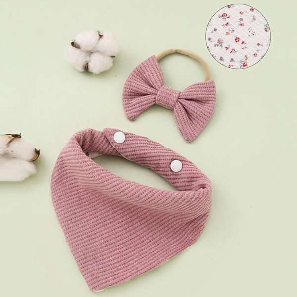 

bibs & burp cloths 2pcs baby headband waffle saliva towel floral print born double side boys girls bandana feeding smock stuff