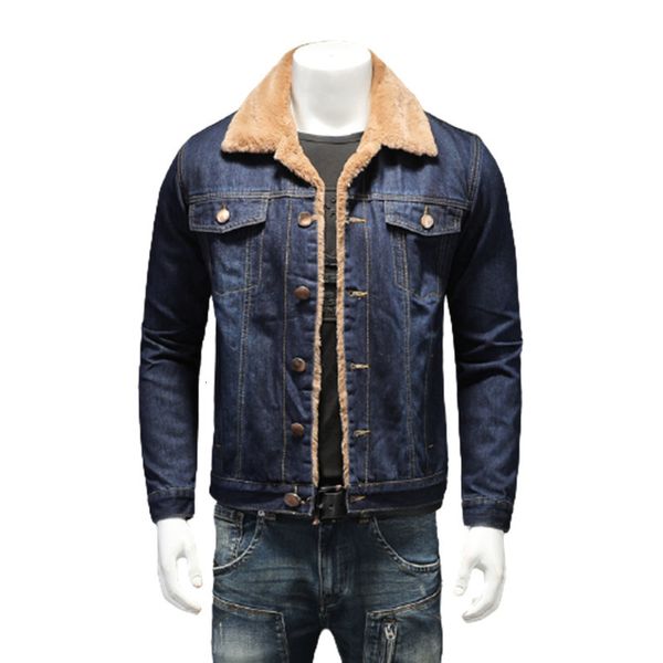 

2021 new winter jacket men fleece denim coat mens thick warm bomber outwear fashion causal jeans jackets male cowboy plus siz dxms, Black;brown