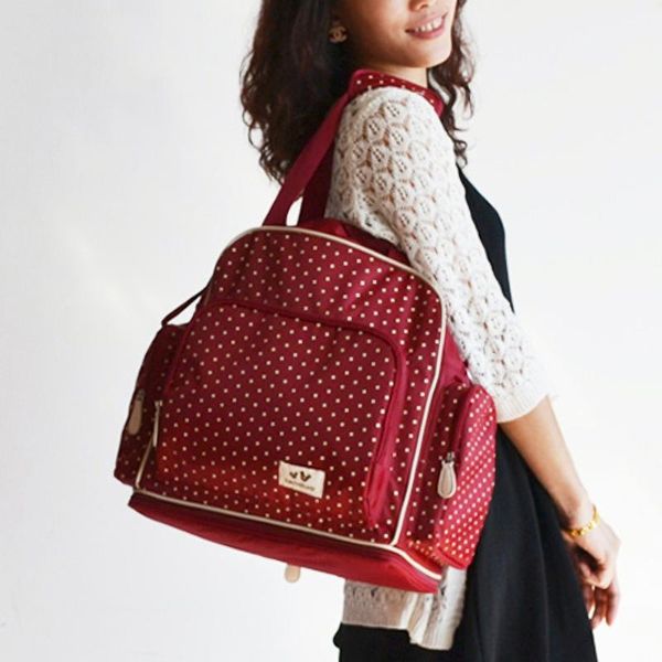 

diaper bags red polka dot mommy bag shoulder large capacity pregnant mummy lightweight going out milk powder backpack