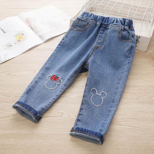 

jeans baby girl casual 2021 girls autumn winter denim pants kids fashion trousers teenagers ripped 2-7years, Blue