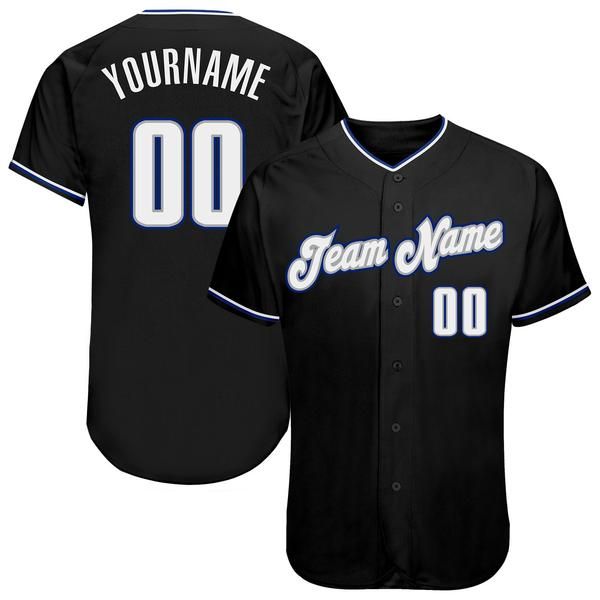 

custom black white-royal authentic baseball jersey, Blue;black