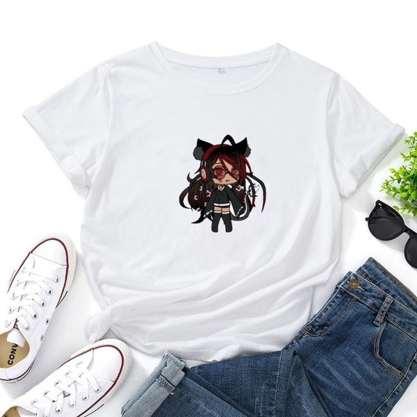 

women's t-shirt anime graphics tee shirt women cute pattern print woman casual short-sleeved tshirt o-neck loose female, White
