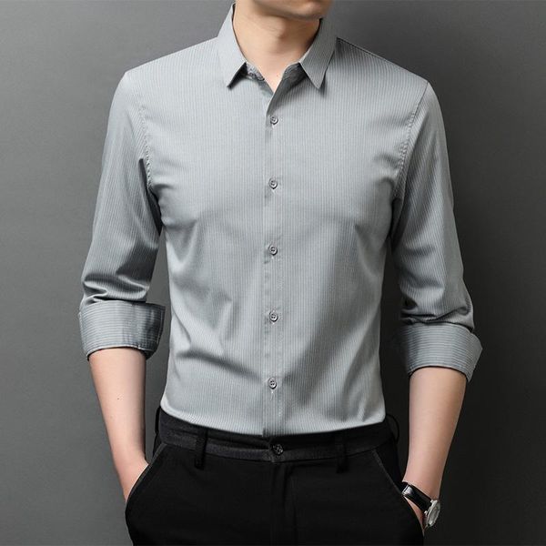 

men's casual shirts 2021 long-sleeved men striped business bottoming shirt zde2093, White;black