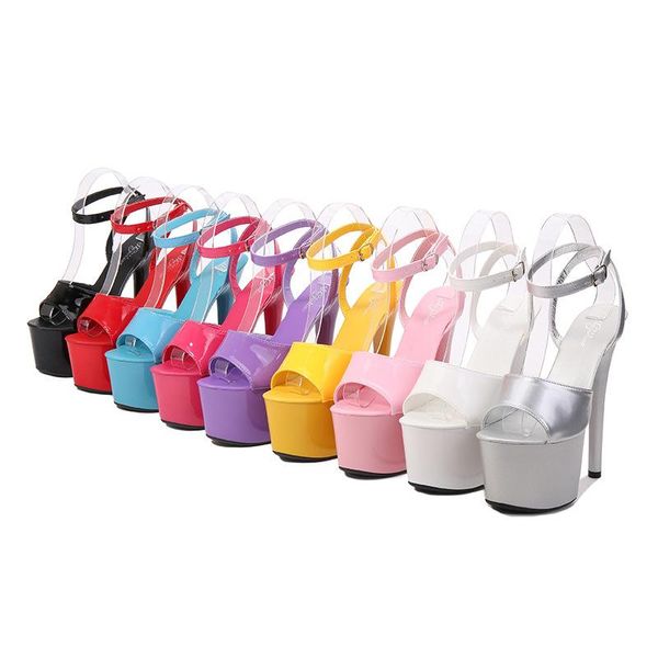 

dress shoes wedding office luxury female sandals 16cm super high heel platform women's classic ankle buckle elegant ladies pumps, Black