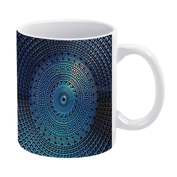

mugs mati evil eye glass sky blue meandros patterns white mug coffee girl gift tea milk cup royal greek
