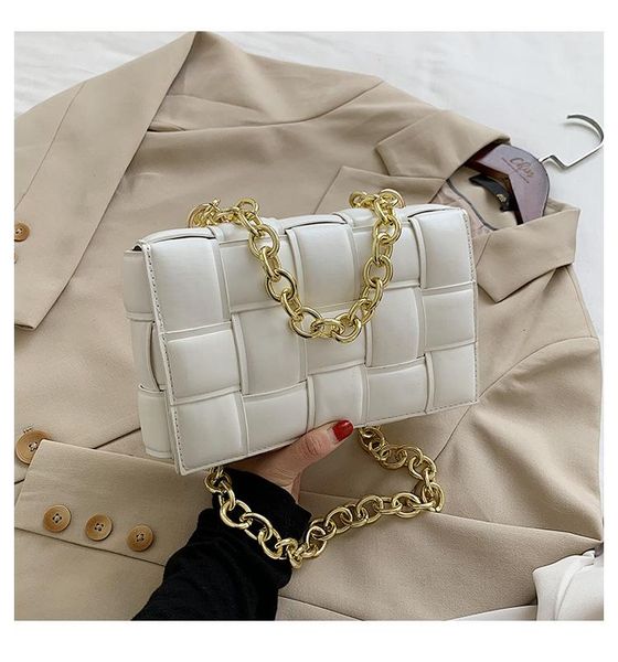 

net red texture woven chain pillow bag for women 2021
