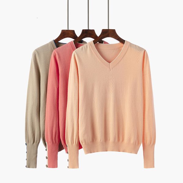 

2021 new oversize v-neck cashmere knitted women sweater autumn winter korean long sleeve jumper pullover female knitwear q2k8, White;black