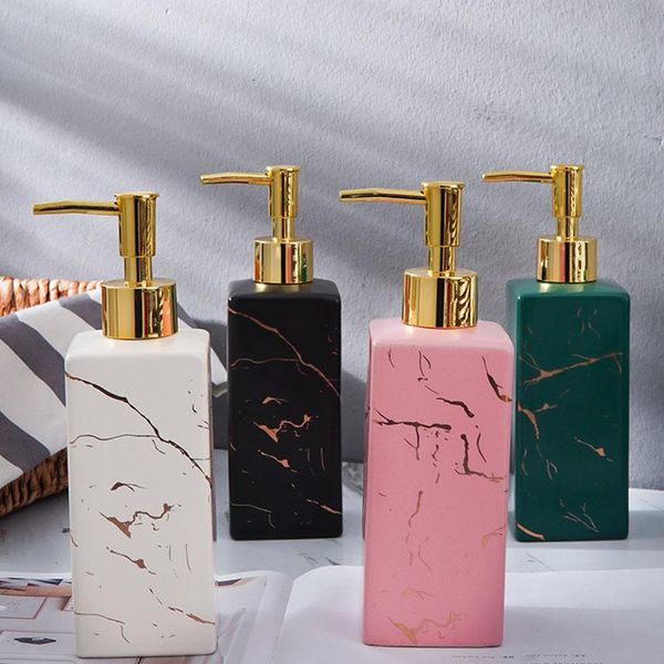 

marble ceramic bathroom soap bottle household shower gel shampoo facial cleanser 350ml dispensing bottle bathroom decoration
