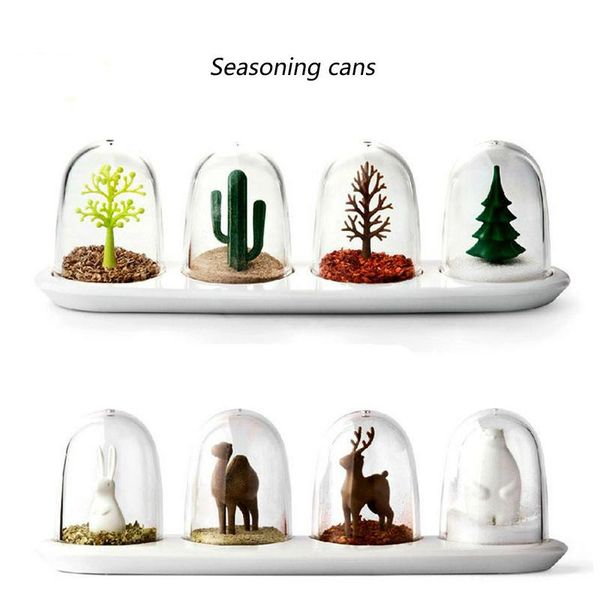 

storage bottles & jars 4 pcs/set creative kitchen seasoning tool bottle bottled animal plant paradise box home deskdecoration