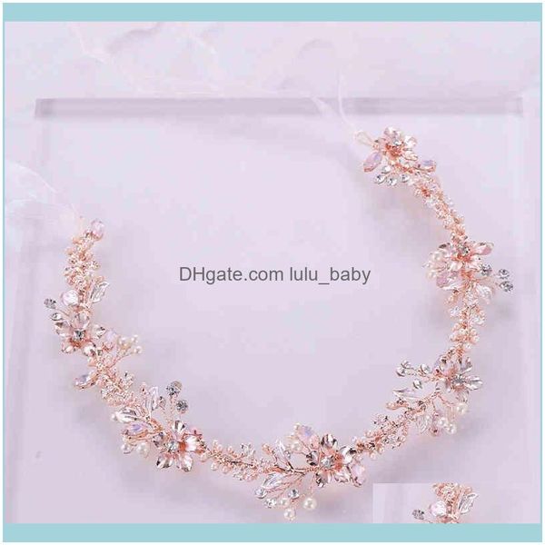 

headbands jewelryrose gold crystal pearl ornaments headband flower bridal handmade tiara hair woman wedding headpiece jewelry party drop del, Silver