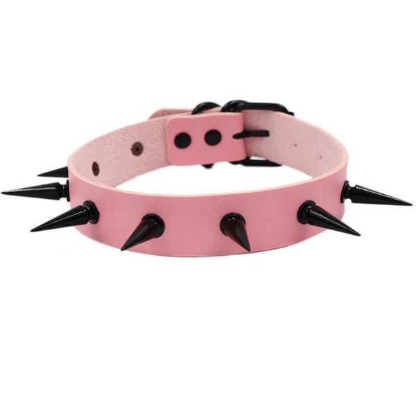 

chokers black spiked choker necklace collar pu leather jewelry cosplay goth chocker necklaces gothic accessories, Golden;silver