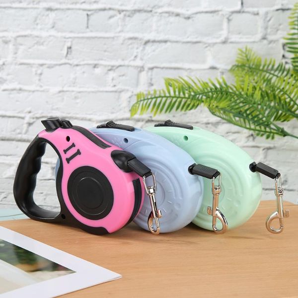 

dog collars & leashes 3m/5m leash auto traction rope retractable tracking nylon pet collar leads walking products accessories