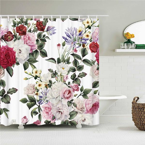 

shower curtains beautiful flower rose cactus valentine's day curtain waterproof bathroom decoration home furnishing