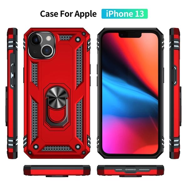 

shockproof iphone case armor kickstand for iphone 14 13 12 mini 11 pro xr xs max x 6 6s 7 8 plus magnetic finger ring anti-fall cover